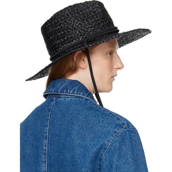 rag & bone Black Braided Straw Panama Hat size M $198 - Picture 2 of 12